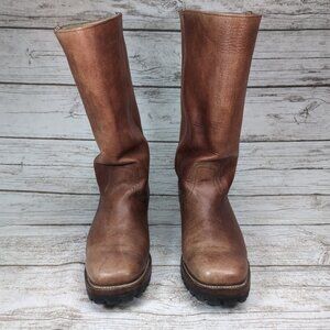 Vintage Frye Campus Boots Made In USA Brown Leather Women Size 10.5
